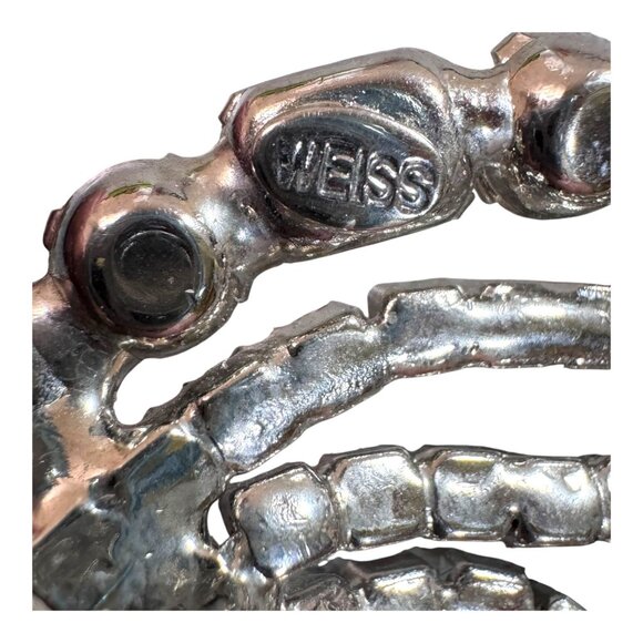 Vintage Weiss Multi Layer Baguette Clear Rhinestone Circle Brooch Pin 2" Signed - Picture 3 of 6